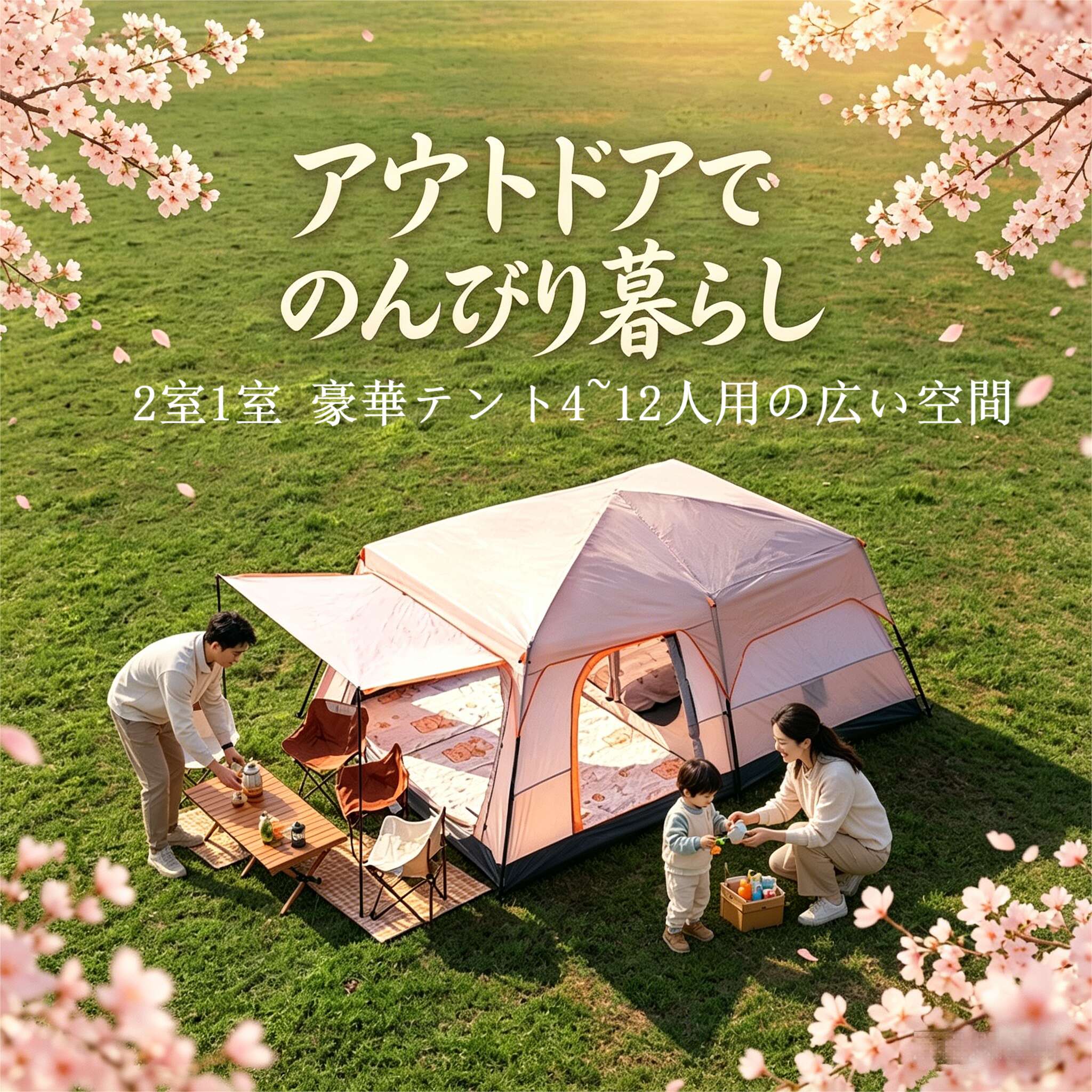 乐天商城 - 【最大2,000円OFFクーポン】家族豪華テント 2室1室 大型テント タープテント 超大空間 1つ前室 簡単組立 避難する 防水 防風防災 天幕シェード 簡易テント フルクローズ 日除け 折りたたみ 登 アウトドア 遮熱性 通気性 コンパクト庭 山 旅行 野営 運動会 公園 持ち運び
