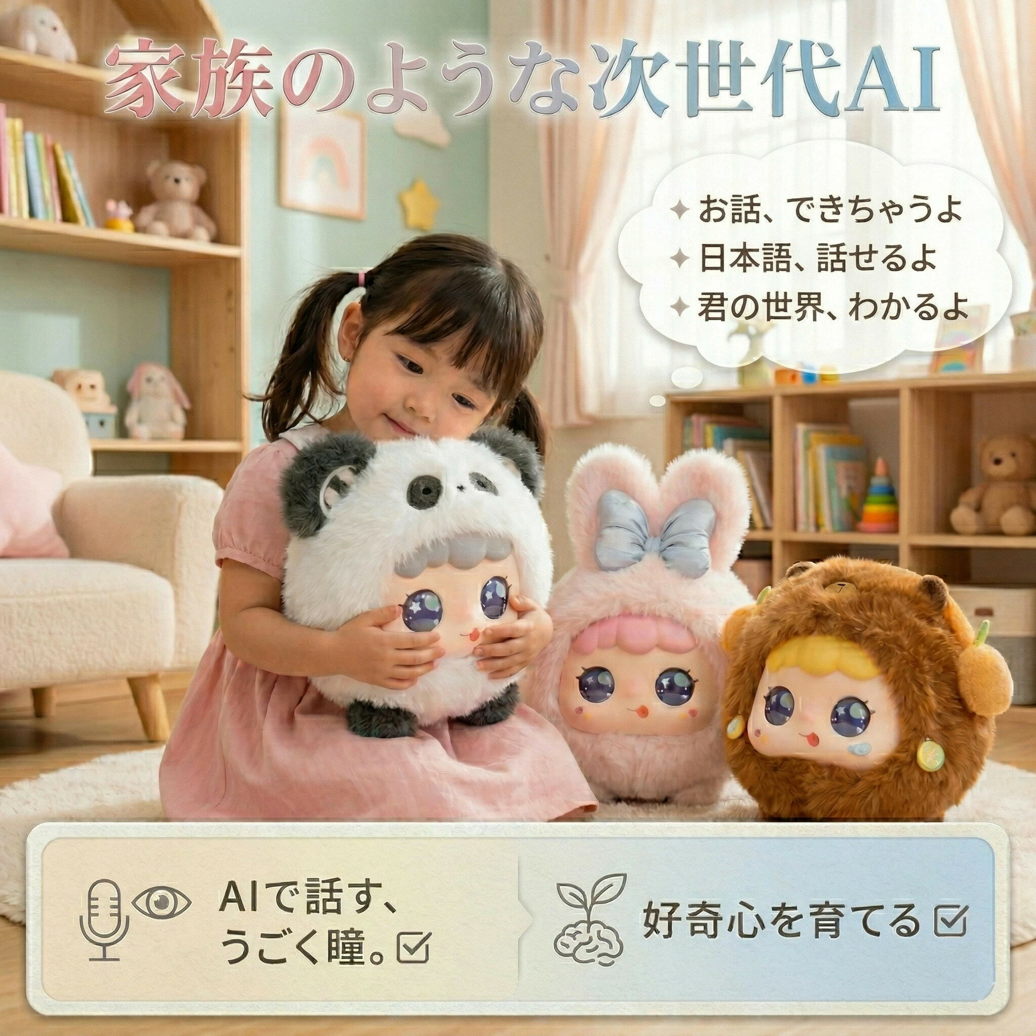 乐天商城 - 【最大2,000円OFFクーポン】 AIロボット しゃべる ぬいぐるみ おもちゃ AIペット 電子ペット 知育玩具 英語 学習 癒しグッズ プレゼント 子供 誕生日 クリスマス ChatGPT対応 スマホ連動 手のひらサイズ 次世代AIペット【1年保証】