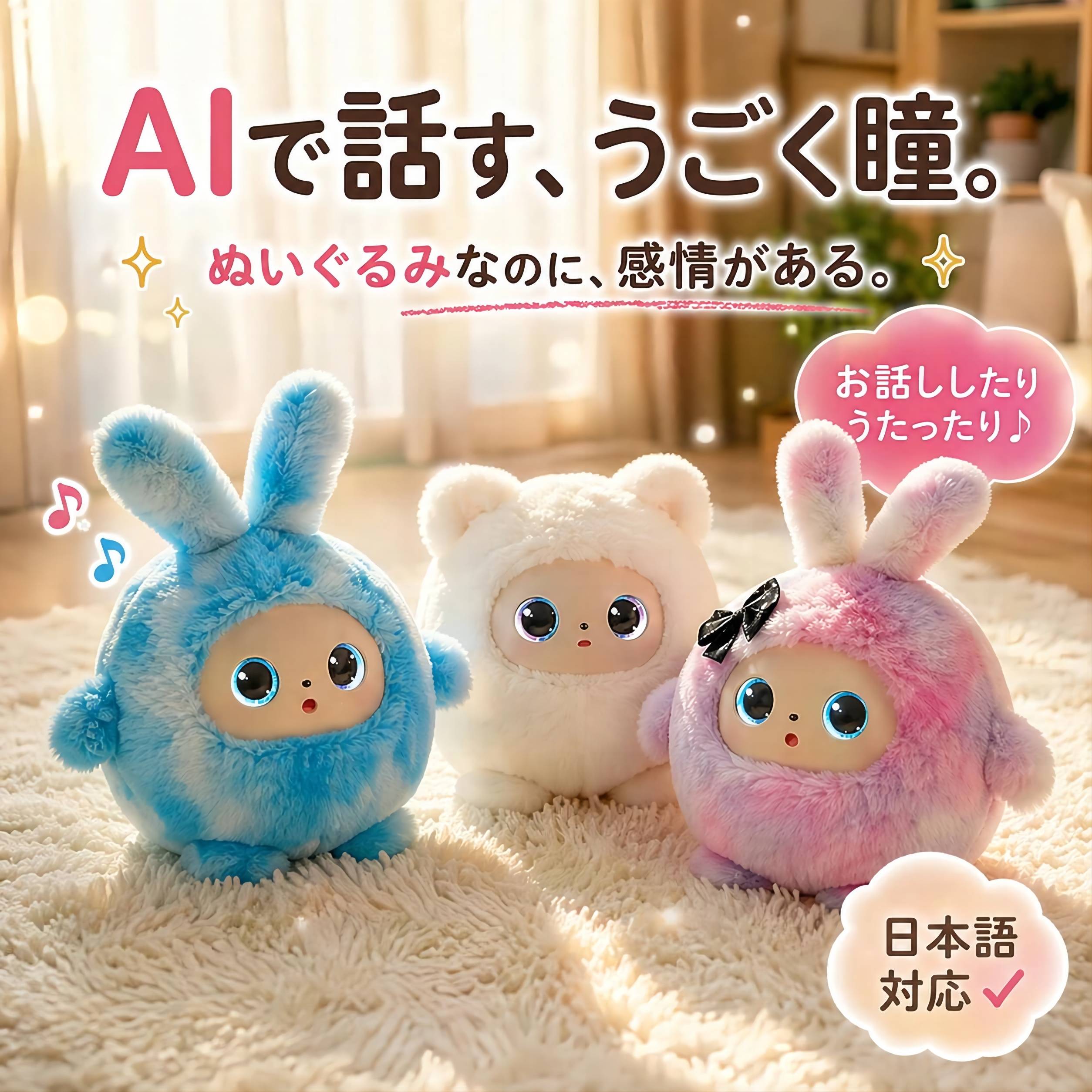 【ポイント 10 倍楽天スーパーSALE】電子ペット AI 知育玩具 ペットロボット ふわふわ うさぎ ぬいぐるみ しゃべる 動く 感情が通じる 着せかえ 搭載 AI学習 音声 孤独を癒せる パートナー かわいい 英語 日本語 11言語 音声認識 会話 ロボット おもちゃ 子供 プレゼント