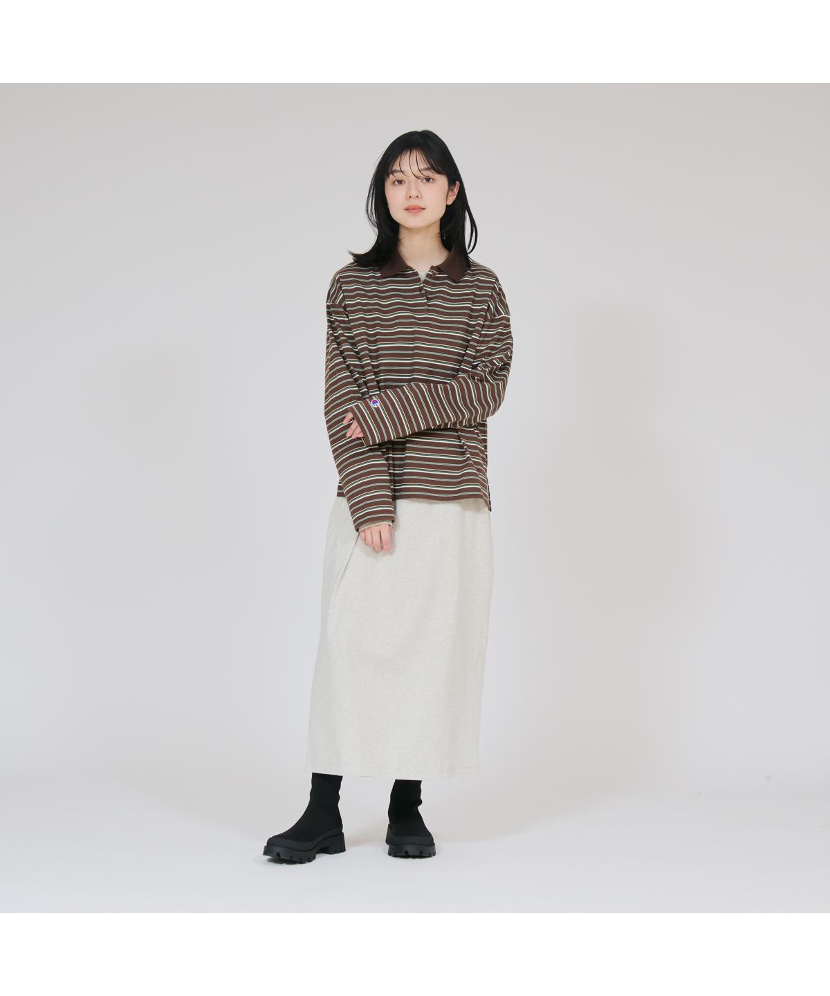 【公式】チャンピオン Champion ボーダー ロングスリーブ ポロシャツ ウィメンズカジュアル (CW-E401)★ レディース トップス 長袖 Tシャツ カットソーロンT