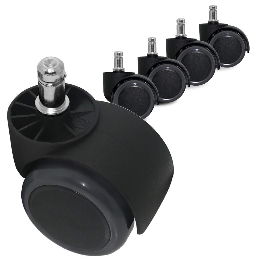 Guildrey OAオフィスチェア用ホイール 適応穴直径11mm ゴムキャスター 5個セット 交換用 ホイール 保護 床 イージー インストール