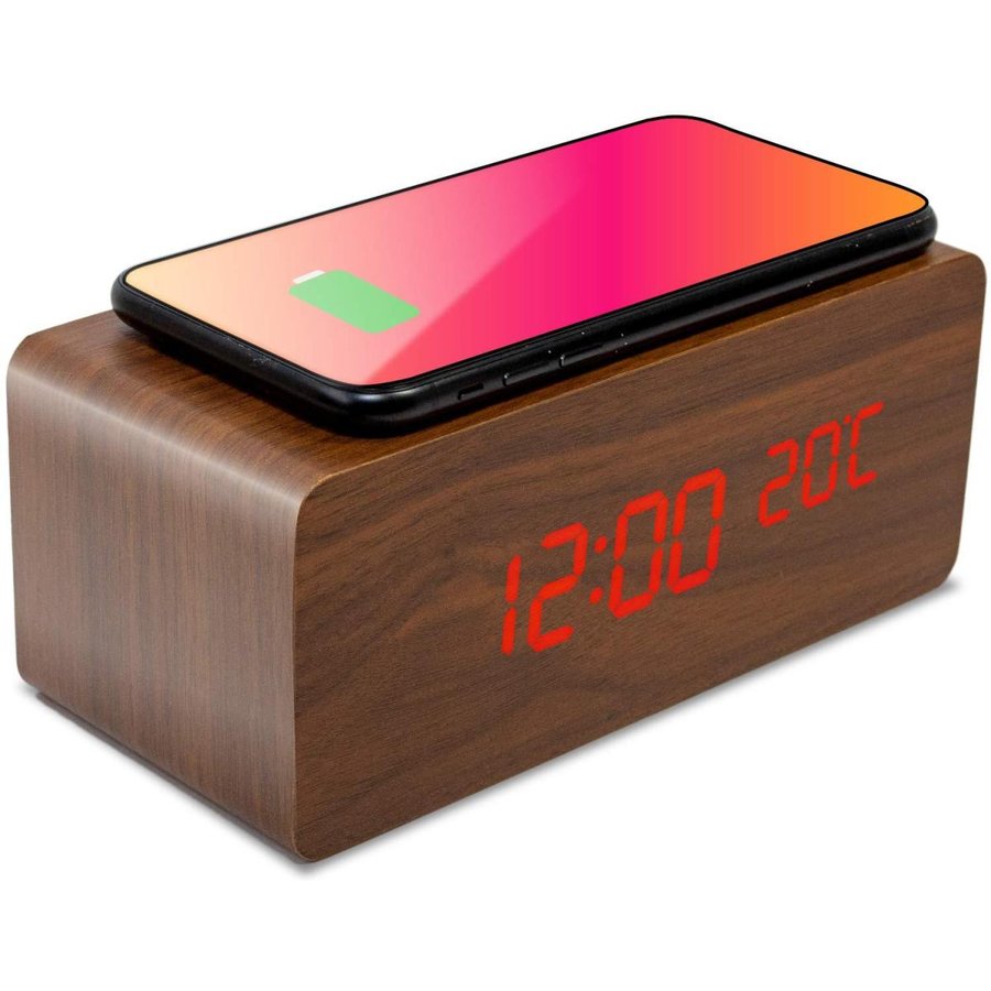 【タイムセール中！！】CLook 高品質 置き時計 QIワイヤレス充電機能 目覚まし時計 USB給電 android iphone 充電器 iPhone12 iPhone8以上対応 温度計 湿度計 省エネ 日本語説明書付き 定番