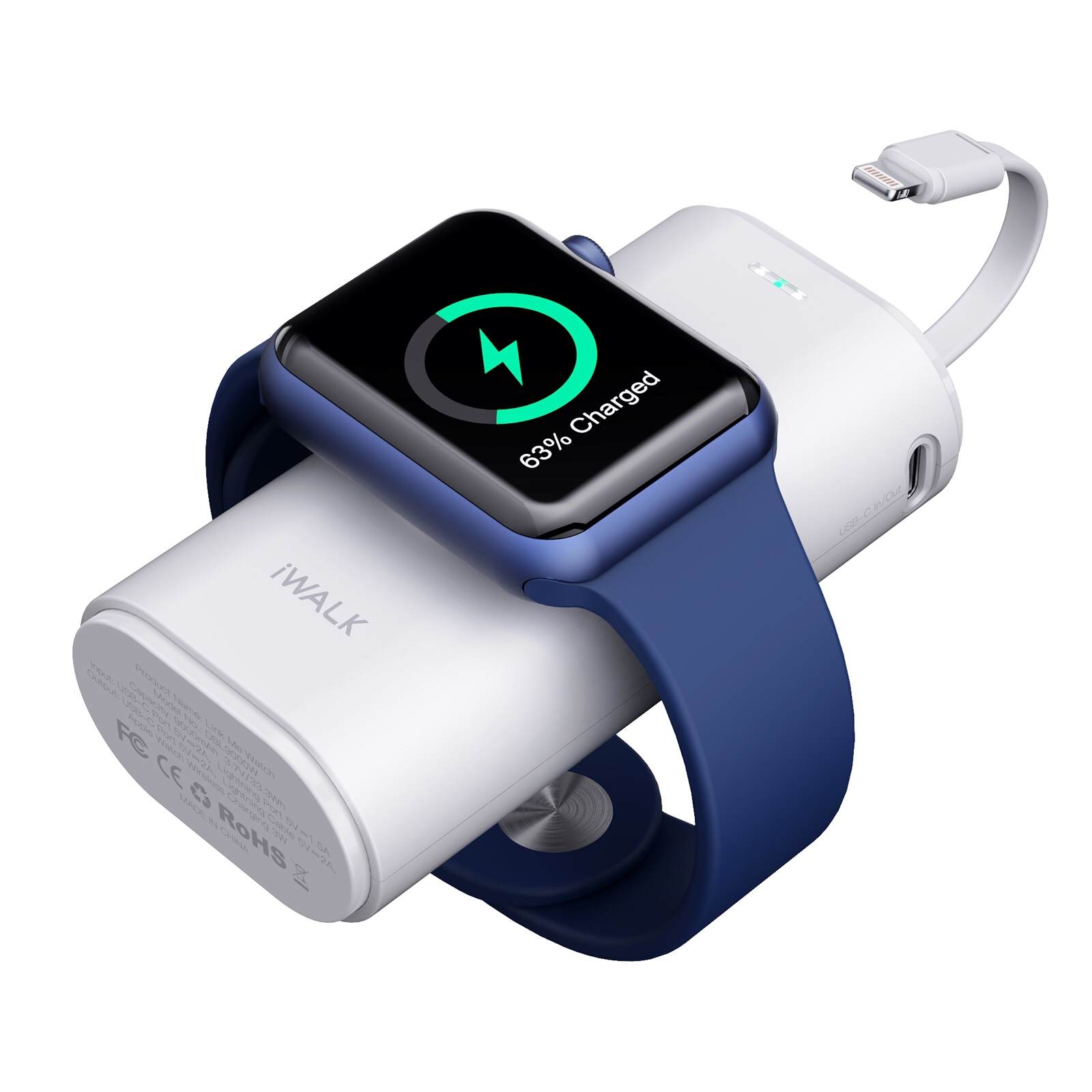 iWALK Apple Watch充電器 ワイヤレス充電 アップル ウォッチ 9000mAh大容量 Lightningケーブル内蔵 アップルウォッチ Apple Watch/iPhone同時充電 急速充電 Apple Watch Series SE/6/5/4/3/2/1 iPhone 13/13 Pro Max/13 Mini/ 12/SE2/11/XS/XR/X/iPad/iPod/AirPods対応 定番