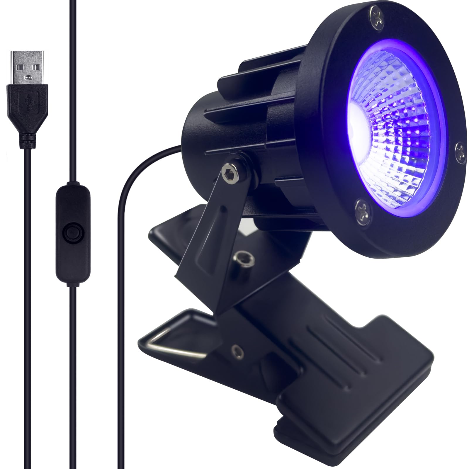 Tledtech ブラックライト 13W LED UV紫外線ライト クリップライト USB給電 IP65防水仕様 舞台照明 雰囲気作り 硬化ライト 樹脂硬化に適合 3Dモデル乾燥 店舗看板 釣り水族館 蛍光剤残留確認 ペット