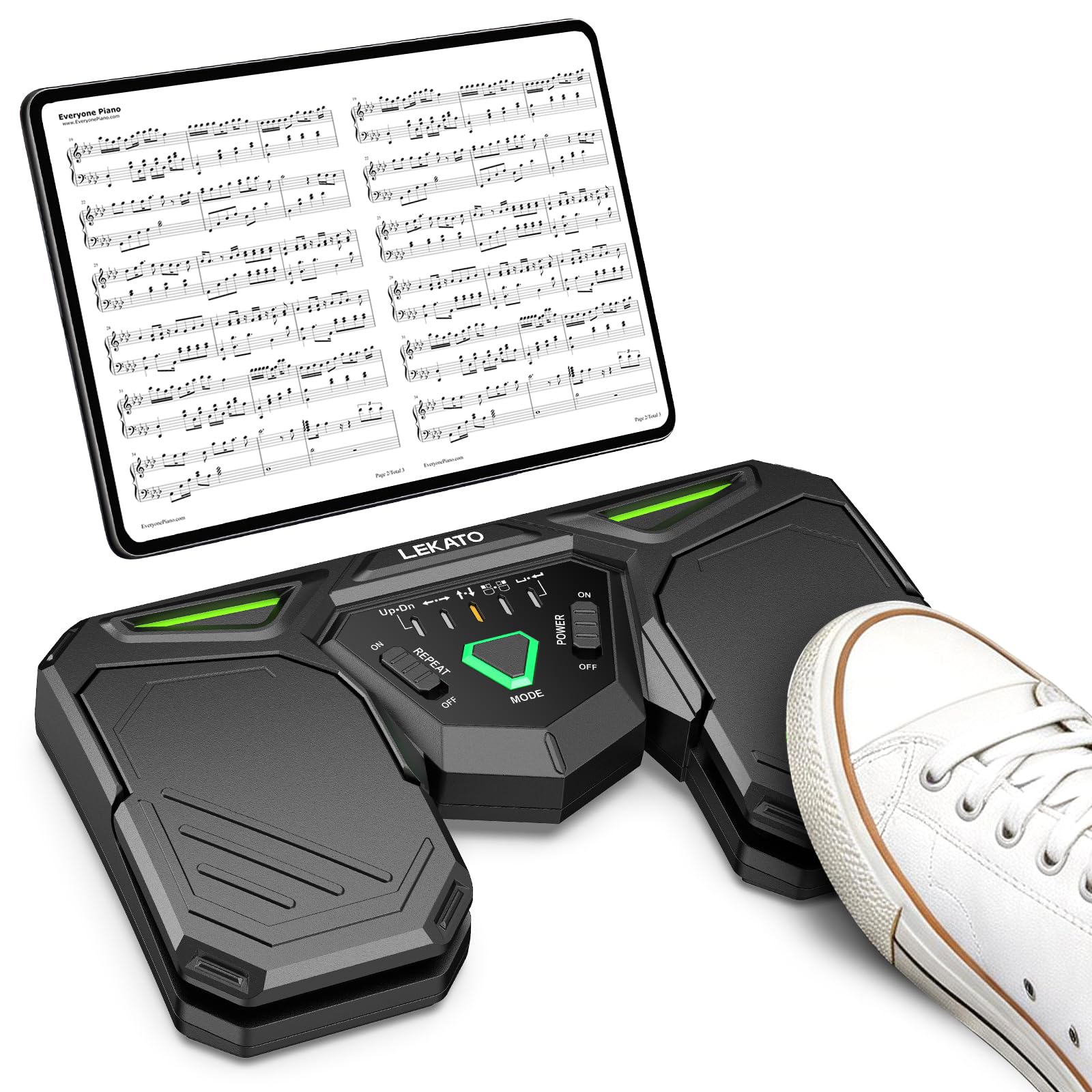 LEKATOページターナー フットスイッチ Bluetooth ワイヤレス 譜めくりペダル 充電式 技適認証済iPad/Android/HarmonyOS/iOS対応