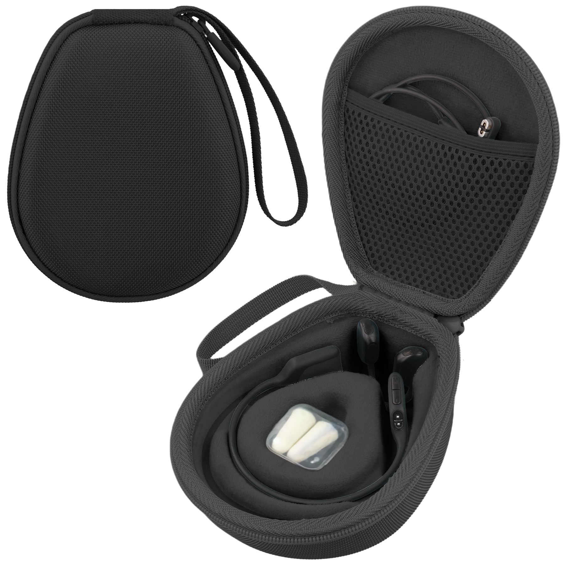 co2CREA ハードトラベルケース Shokz ショックス OpenRun Pro 2/Mini/Swim/Move 骨伝導イヤホン ワイヤレス オープンイヤーヘッドホン用 (ブラック)