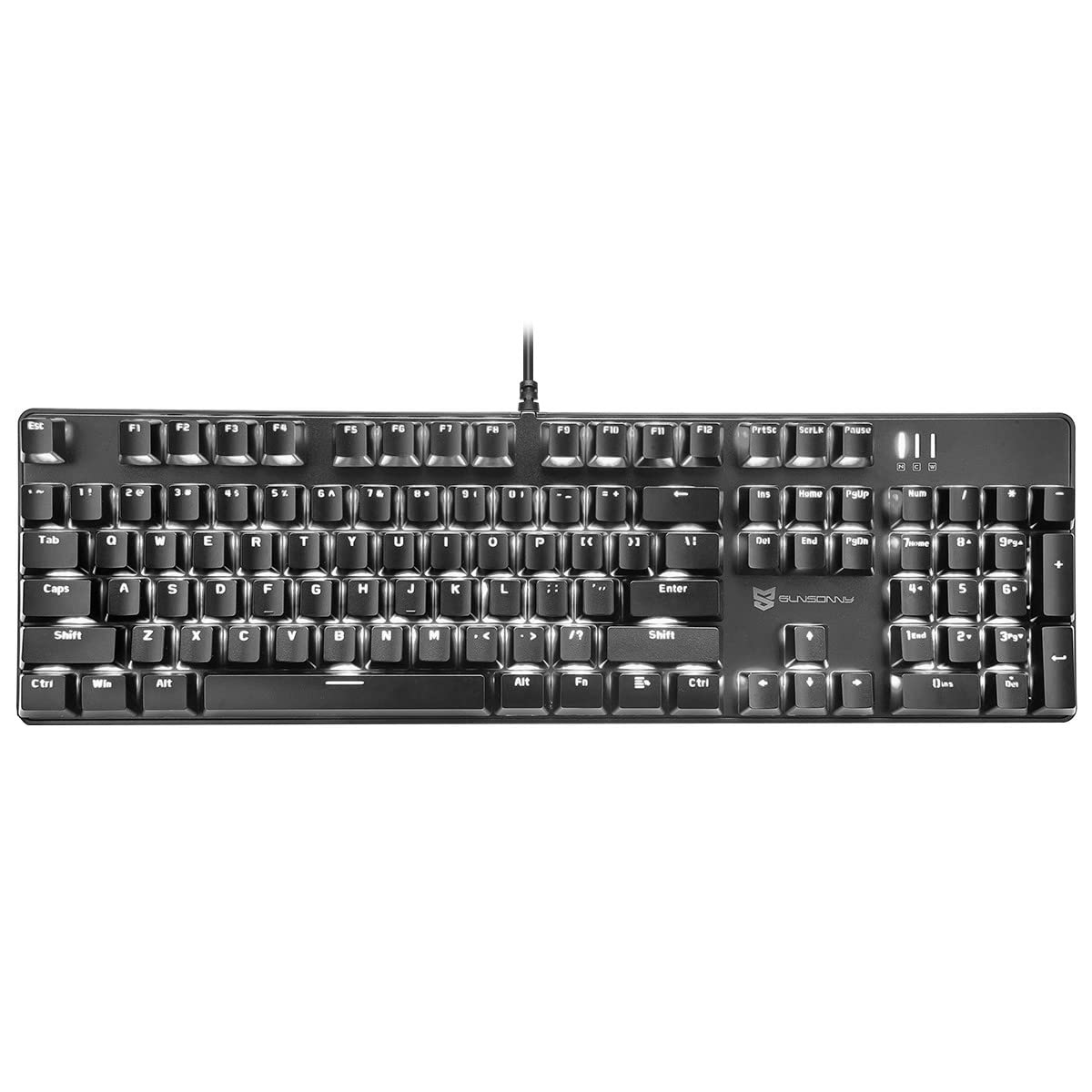 Merdia メカニカル式ゲーミングキーボード 全104キーボード US配列 USB有線キーボード LEDバックライト付き (青軸-ブラック)