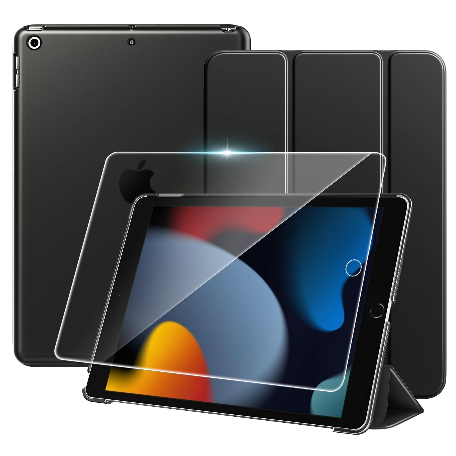 TiMOVO iPad 第9世代/第8世代/第7世代 【ケース1個+ガラスフィルム1枚セット】 10....