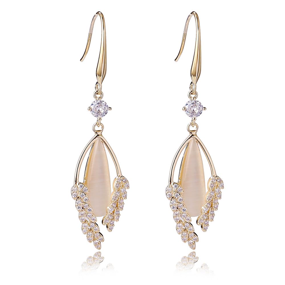 VICAKER Long Zirconia Dangle Earrings - Simple Design, Sparkling Fashion Earrings for Women - Popular, Hypoallergenic, 18K Gold Earrings
