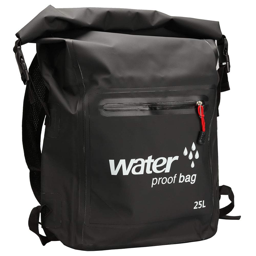  防水 ドライバッグ funcle ファンクル CY-FS0203 防水 リュック リュックサック 大容量 25L 超軽量 アウトドア パック 収納袋 登山 釣り 旅行用 サイクリング 海水浴 バッグ (ブラック)
