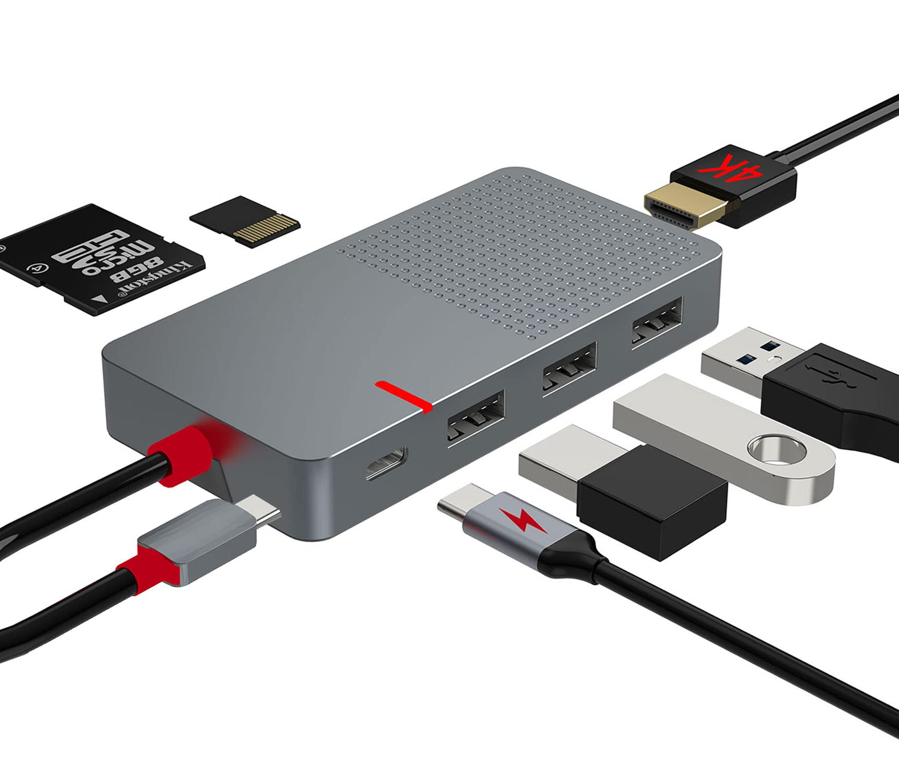 【送料無料】ANYPLUS USB Cハブマルチポートアダプタ、7-in-1ノートパソコン拡張ベース、4K HDMI、3ポートUSB 3.0、TF/SDカードリーダー、100 W PD充電器付き、適用 MacBook HP XPS Steam Deck Dell