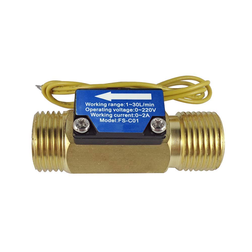 SENSTREE FS-C01 G1/2 "BSPおねじ真ちゅう製水流スイッチフィルター付き1-30L/min、0-2A/0-220V（ACまたはDC）