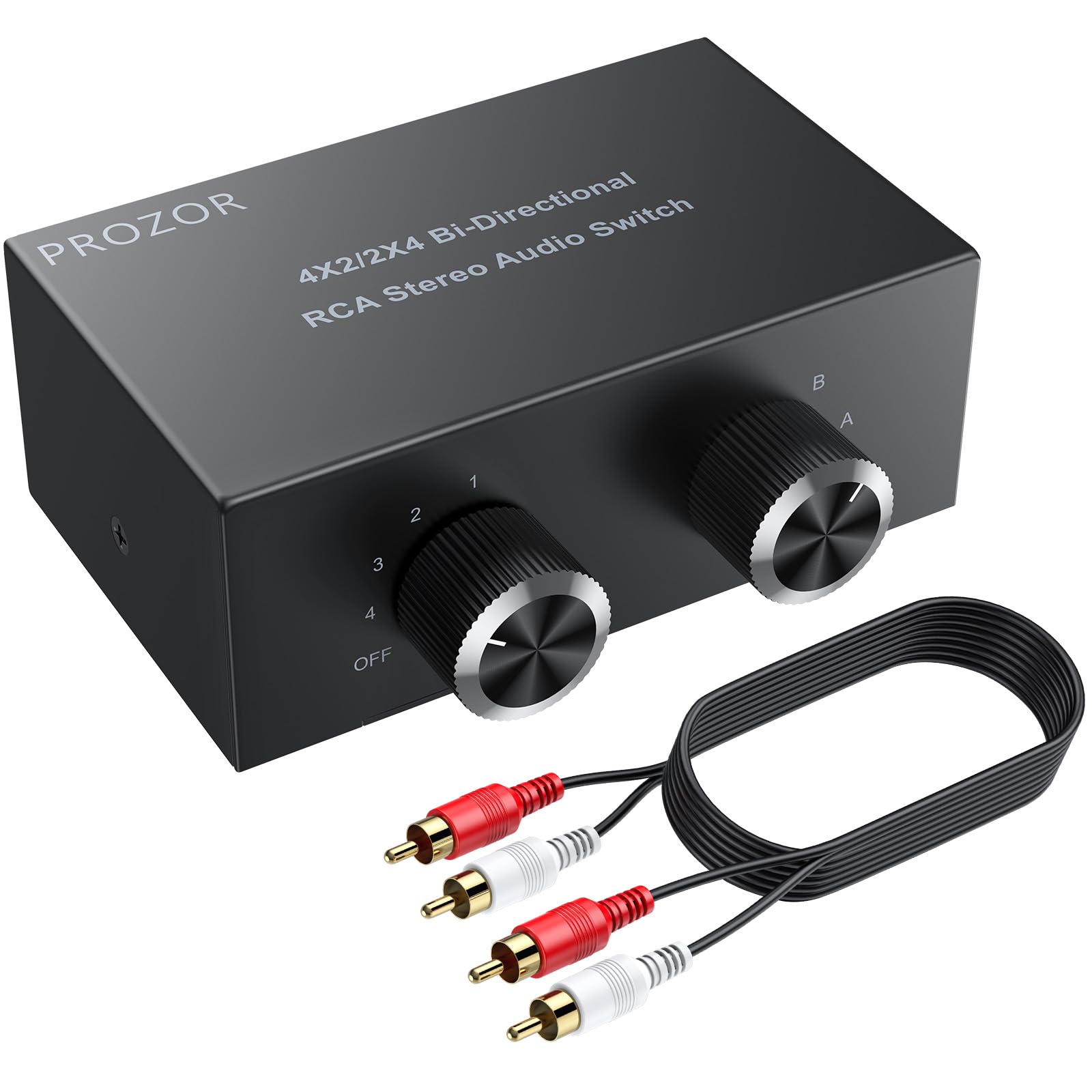 PROZOR オーディオ セレクター 4入力2出力/4出力2入力 双方向RCAステレオ音声 スイ...