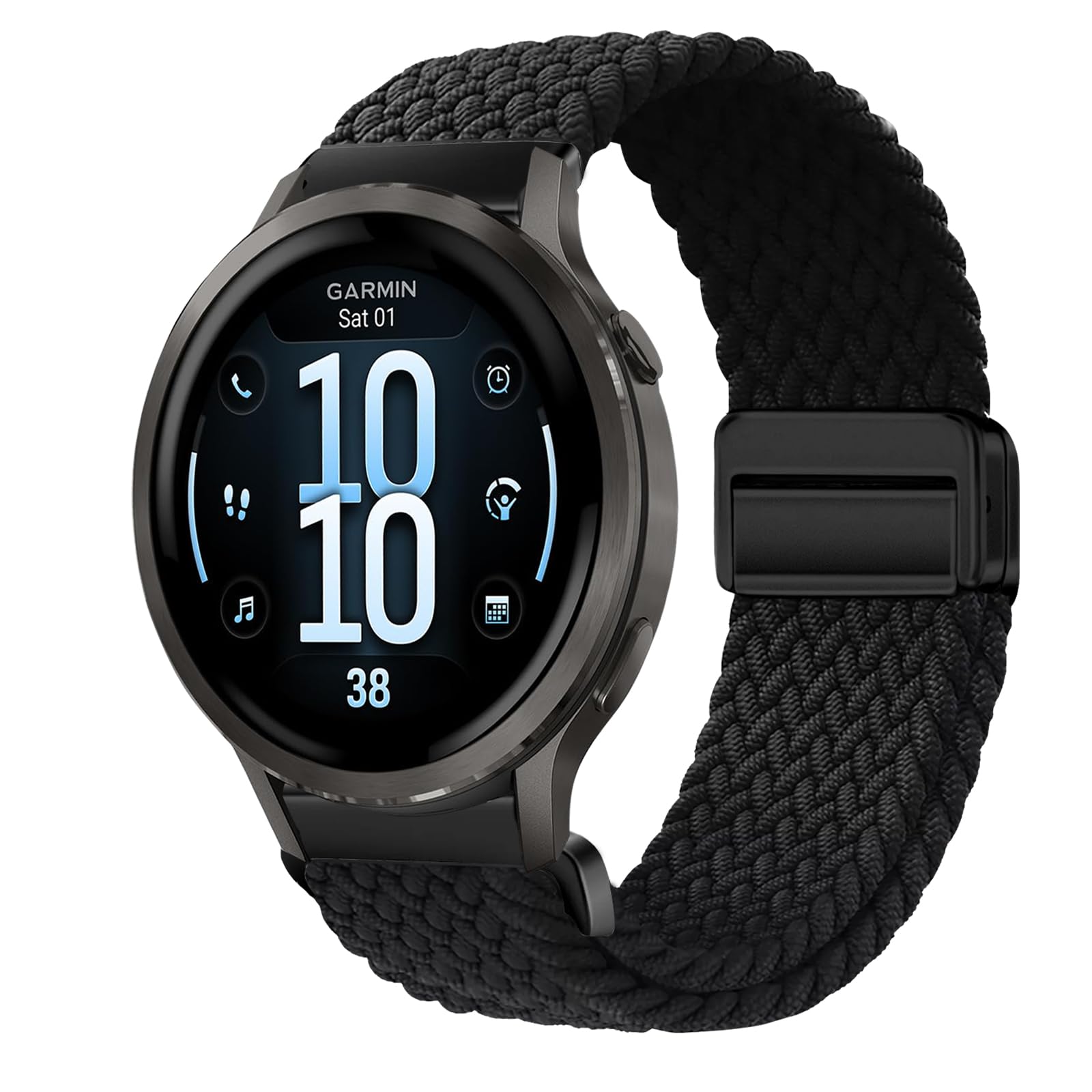 CB223S - [KeeFos] 18mm バンド Garmin(ガーミン) Venu 4 41mm/Venu 3S 41mm/2S/Forerunner 265S/255S/255S Music/Vivoactive 4S 40mm/Vivomove 3S 39mm/Active S/Move 3S 対応 交換バンド ナイロン 編組 替えベルト 磁気バックル付き マグネッ