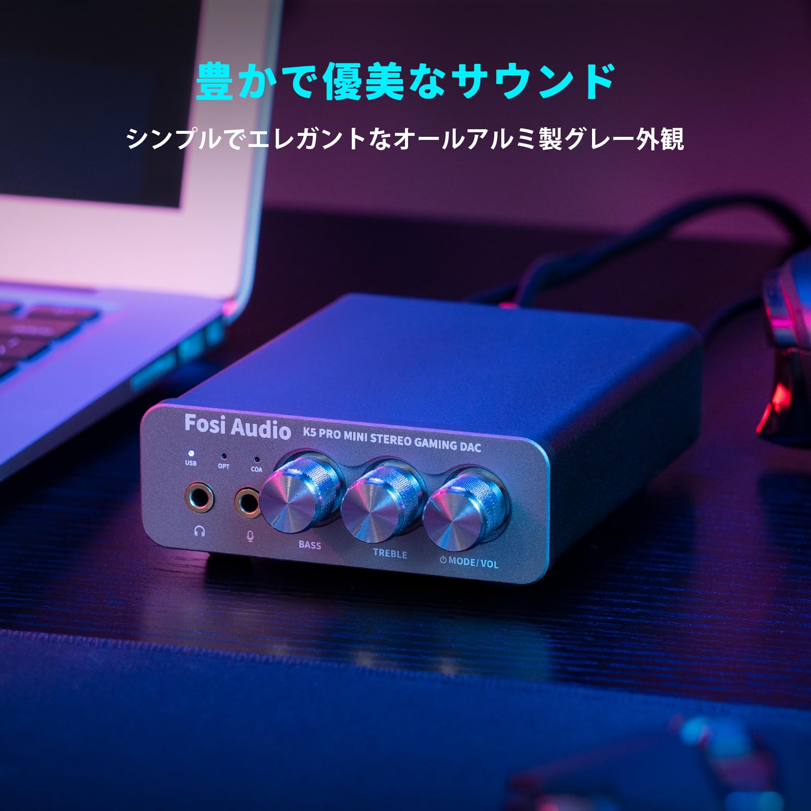 Fosi Audio K5 PRO DAC ヘッドフォンアンプ マイク入力可 ミニ 小型 HiFi ステレオ...