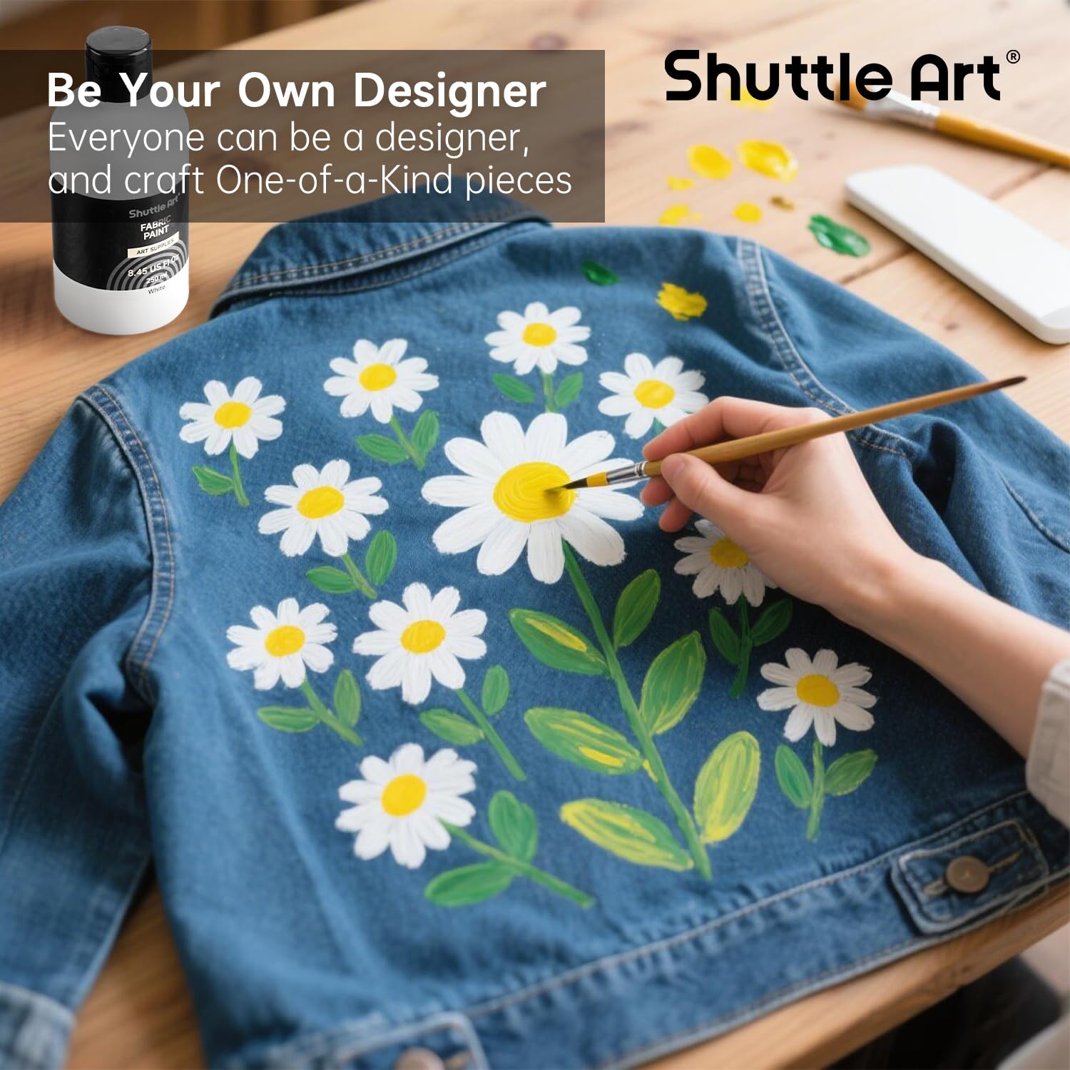 Shuttle Art 布用絵の具 白 250ml 布描き絵の具 ウォッシャブル 洗っても落ちない ...