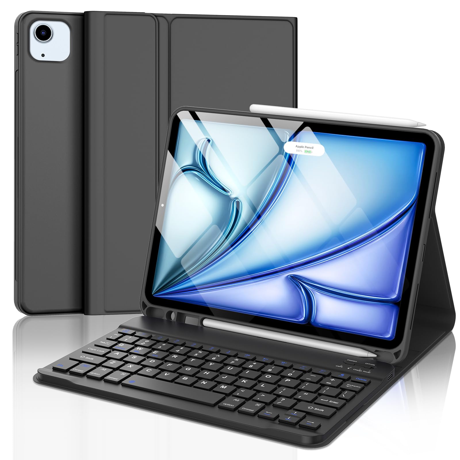 SENGBIRCH iPad Air 11インチ (M4/M3/M2対応) ケース キーボード iPad Air 第5/4世代&Pro 11インチ 第4/3/2/1世代兼用 キーボード付きケース 着脱式 Bluetooth ワイヤレス 薄型 軽量 ペン収納 多