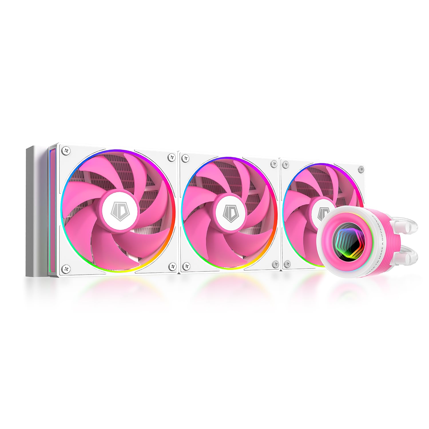 ID-COOLING FX360 INF Pink Edition 360mm 液体CPUクーラー、ARGBインフィニティミラーエフェクト搭載、3x120mmデイジーチェーンファン、低騒音動作29.9dB(A)最大、Intel & AMD対応