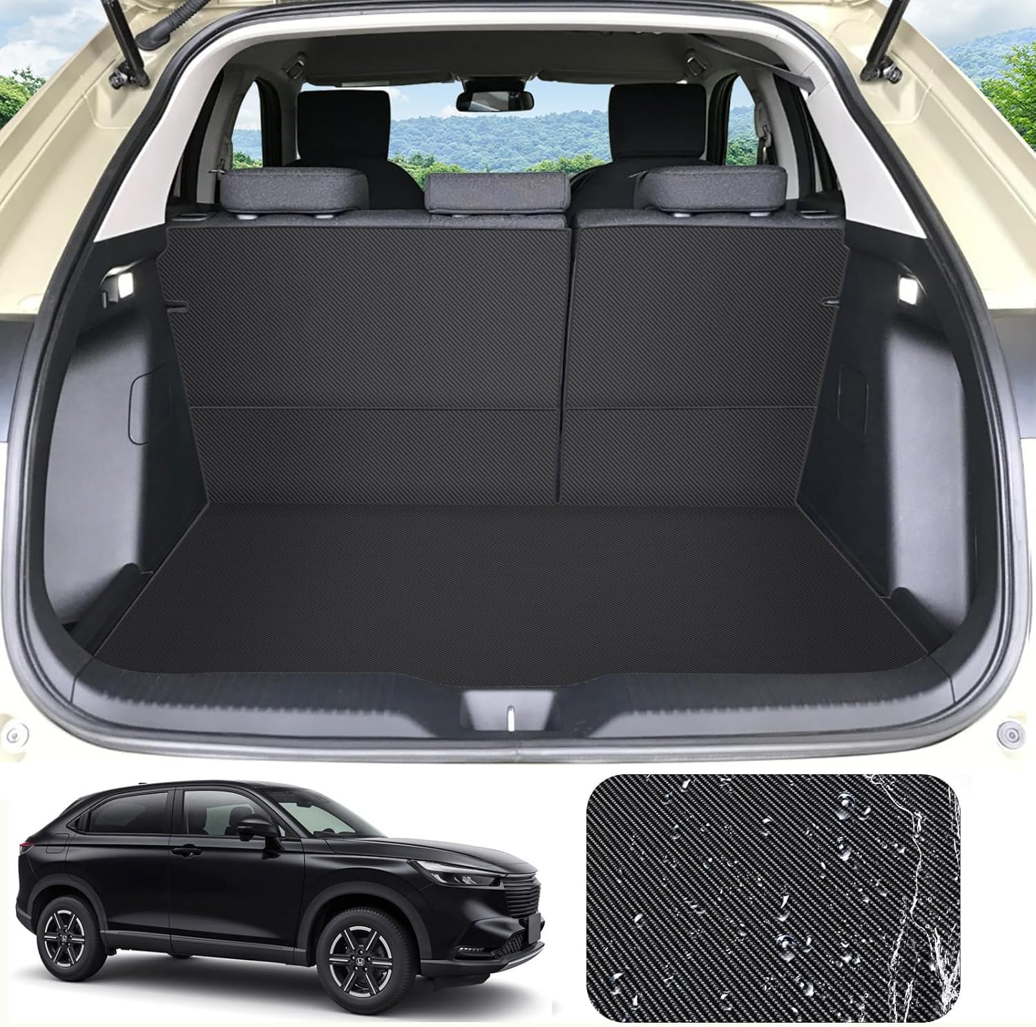 YORKNEIC 新型 ヴェゼル ラゲッジマット RV系 2022年から現行 背もたれカバー 車種専用 トランクマット 背面バックカバー 合成革材質 カーゴマット 耐汚れ 防水 タイプC