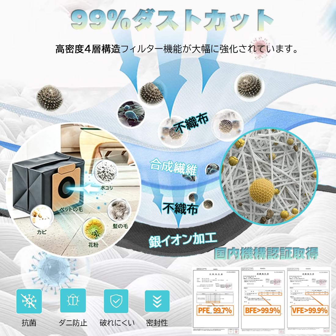 eufy用 X8 Pro/ X10 Pro Omni ロボット掃除機 紙パック【抗菌・消臭加工あり】アン...
