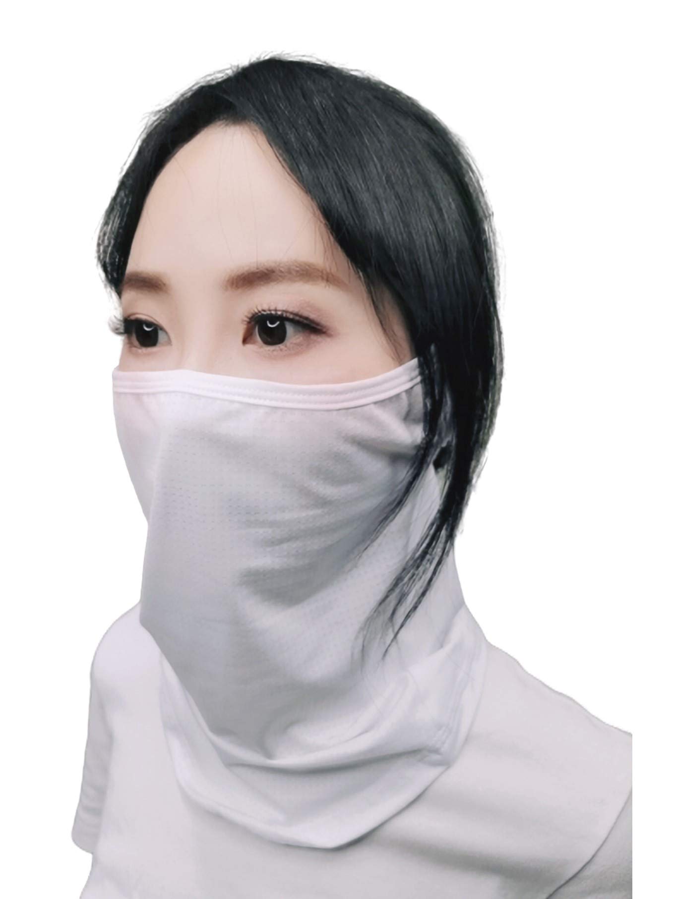  フェイスカバー 通気 さらさら メッシュ マスク ランニング ジム 繰り返し 洗える UVカット ネックゲイター 男女兼用 (ホワイト/1枚/白色面)