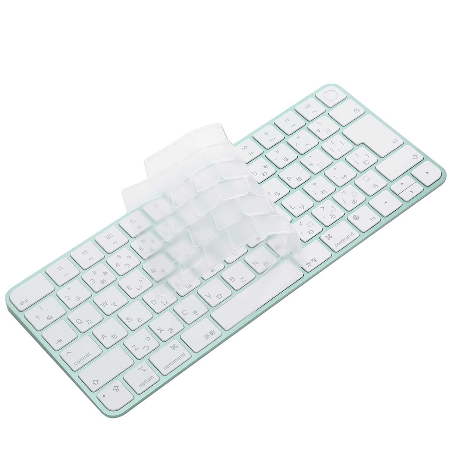 キーボードカバー for iMac Magic Keyboard 日本語配列JIS (Touch ID搭載, テンキーなし, A3118/A2449), 2021~2024年発売 24インチ M1 M3 M4チップ iMac Magic Keyboard 用, 高い透明感 TPU材质 防水防塵カバー 保護カバ