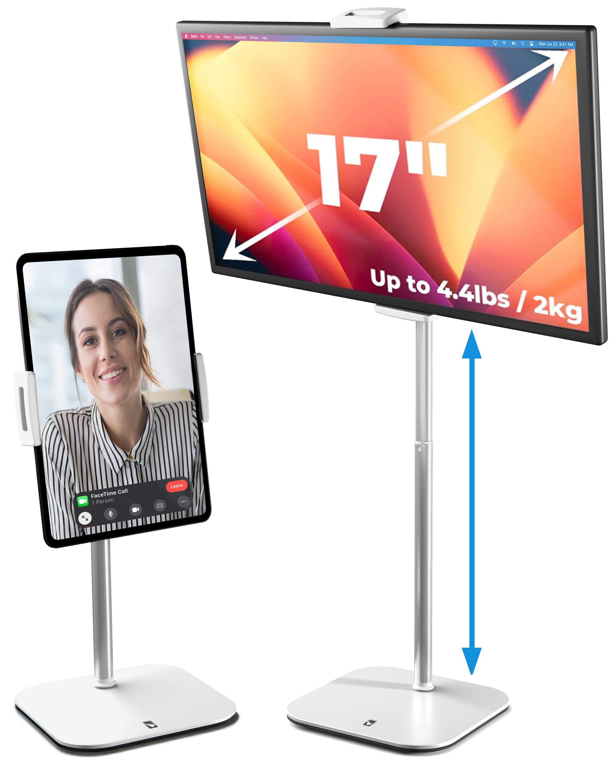 Cooper TabStand iPadスタンド デスク用 高さ51cm、17インチまでのポータブルモニタースタンド 耐荷重2kg、タブレットスタンド デスク用、タブレットホルダー、Apple iPad用スタンド、Samsung・Kindle・F