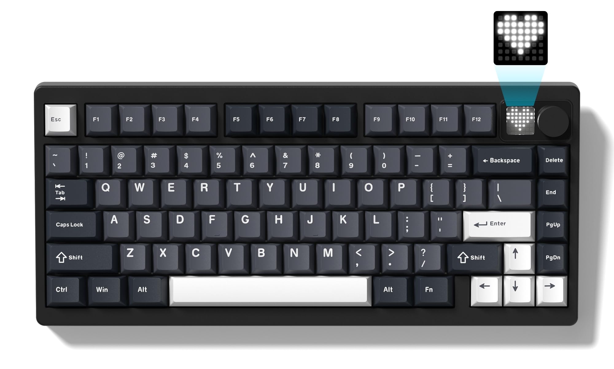 ゲーミングキーボード Womier MT75 キーボード 無線 75%レイアウト テンキーレス ホットスワップ対応 ガスケット構造 Bluetooth 5.0/2.4G/有線接続 RGBバックライト 8000mAhバッテリー ノブ＆ディスプレ