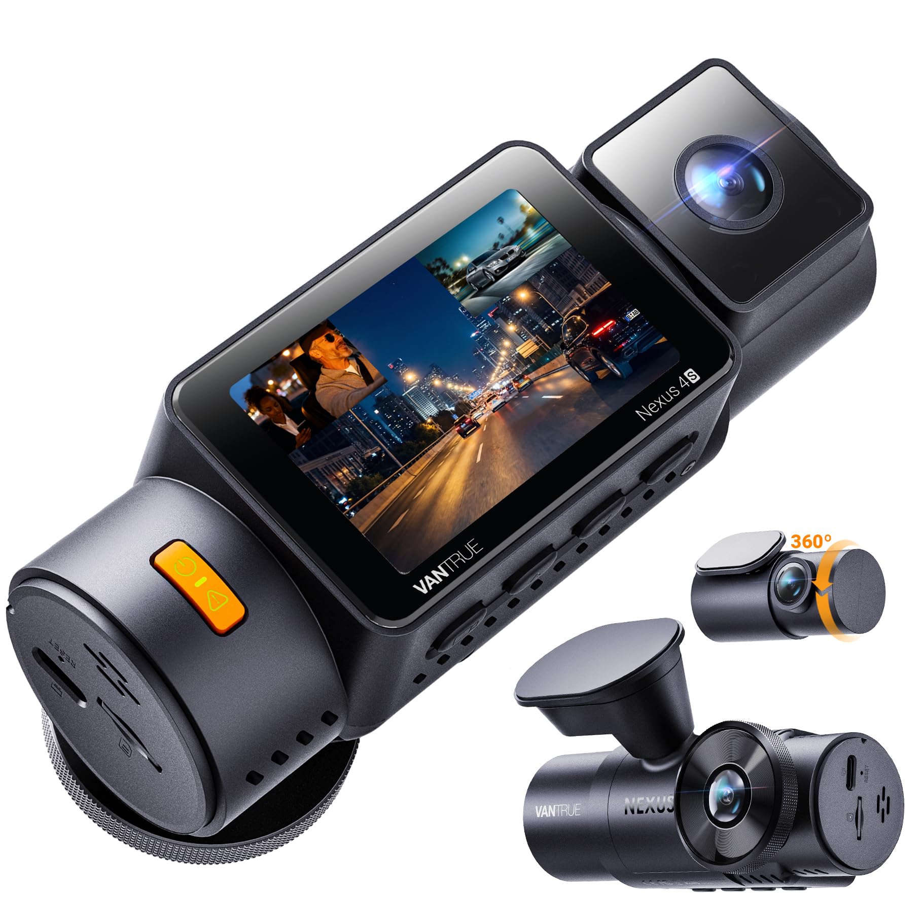 「2026革新版」 VANTRUE N4S 3カメラ ドライブレコーダー STARVIS 2搭載 HDR 暗視機能強化 2.7K+1440P+1440P 前後カメラ ドラレコ 独自PlatePix技術 WiFi搭載 360°全方位保護 24時間駐車監視 動体検知 Gセンサ