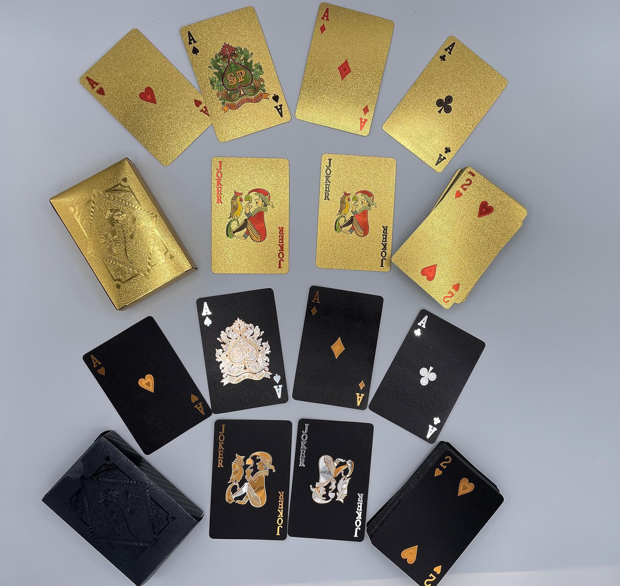 Playing Cards - BM-STORE トランプ ゴールド プラスチック製 マジックトランプ 防水 パーティー 集会 ゲーム 収納ケース付き トランプカード (2組セット) (薔薇)