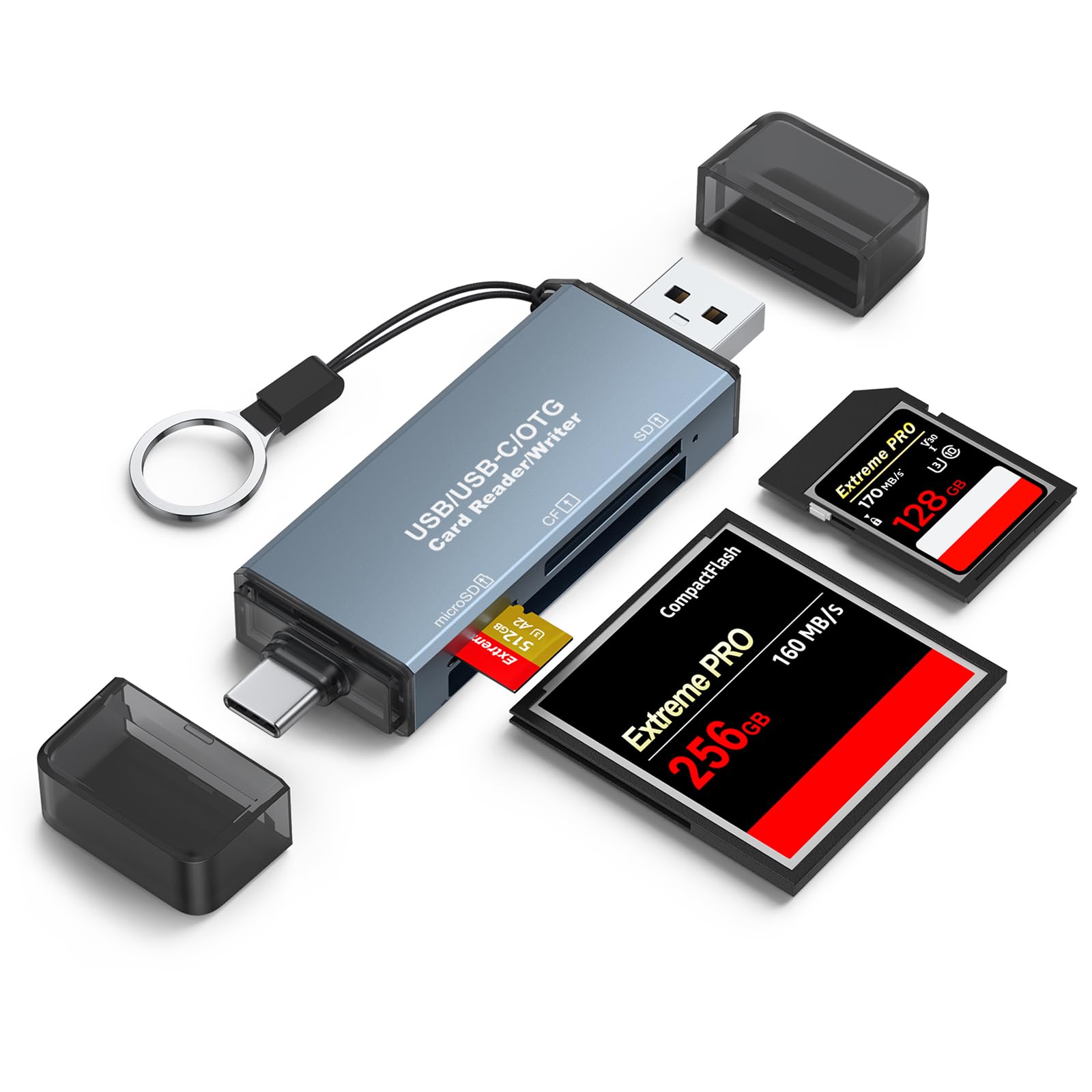 CFカードリーダー LUONOCAN コンパクトフラッシュ リーダー microsd sdカードリーダー usb type-c マルチカードリーダー otg 対応 メモ..