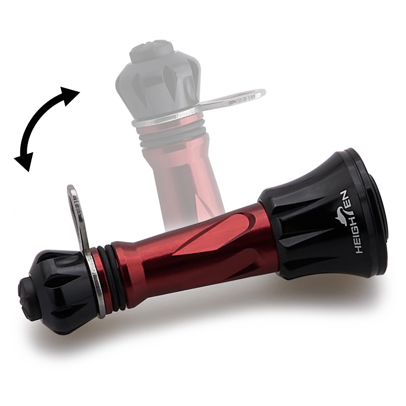 HEIGHTEN 50mm リール スタンド 折り畳み式 シマノ(SHIMANO) ダイワ(DAIWA) スピニングリール 通用 夜光 フックキーパー ラインストッパー (ワインレッド＆ブラック) (1020)