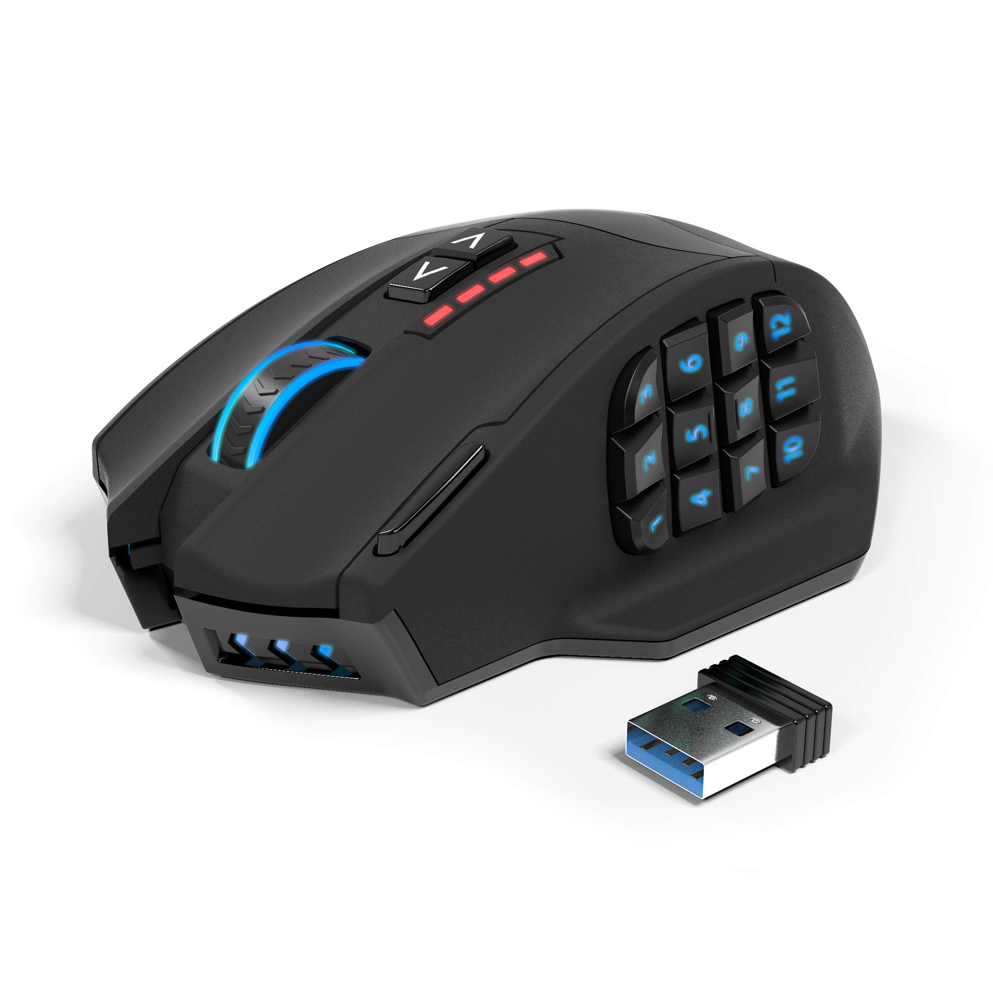 Gamspeed ワイヤレスゲーミングマウス  RGB サイドボタン付き ワイヤレスマウス 2.4GHz無線 充電式 16400DPI 五段階可調整 高精度レーザー 16個プログラムボタン