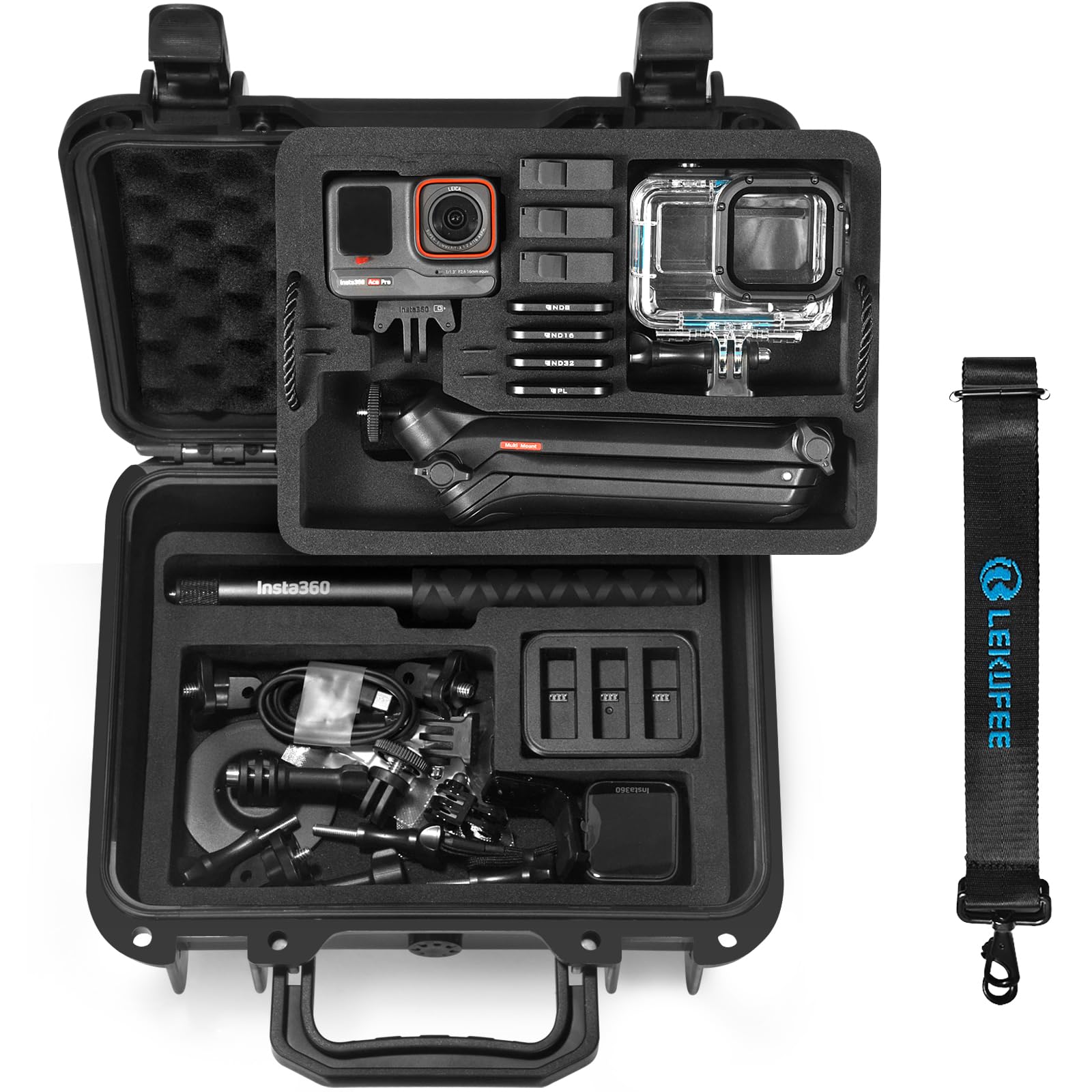 Lekufee Insta360 Ace Pro 2防水ハードケース Insta360 Ace Pro/Insta360 Ace アクションカメラ、Vlogging カメラ、ライブストリーミング、アクセサリーに対応 (ケースのみ)