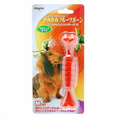 スーパーキャット かみかみフルーツボーン M ストロベリー 犬 犬用おもちゃ デンタルケア