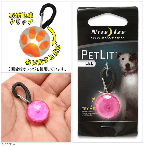 プラッツ　NITE　IZE　ペットリット　ジュエルピンク　LED　セーフティライト　犬　猫　夜間　散歩用　LEDライト　お散歩ライト　関東当日便