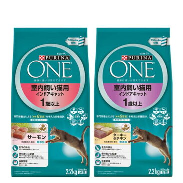 アソート ピュリナワンキャット 室内飼い猫用 インドアキャット 1〜10歳 2.2kg 2種各1袋 成猫用 高齢猫用 関東当日便