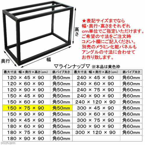 □メーカー直送（受注生産）ハイブリッドキャビ　鉄製アングル（寸法指定可150×75×90cmまで）（50角／T2．3）同梱不可