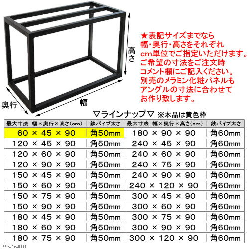 □メーカー直送（受注生産）ハイブリッドキャビ　鉄製アングル（60×45×90cmまで）（50角／T2．3）同梱不可・別途送料