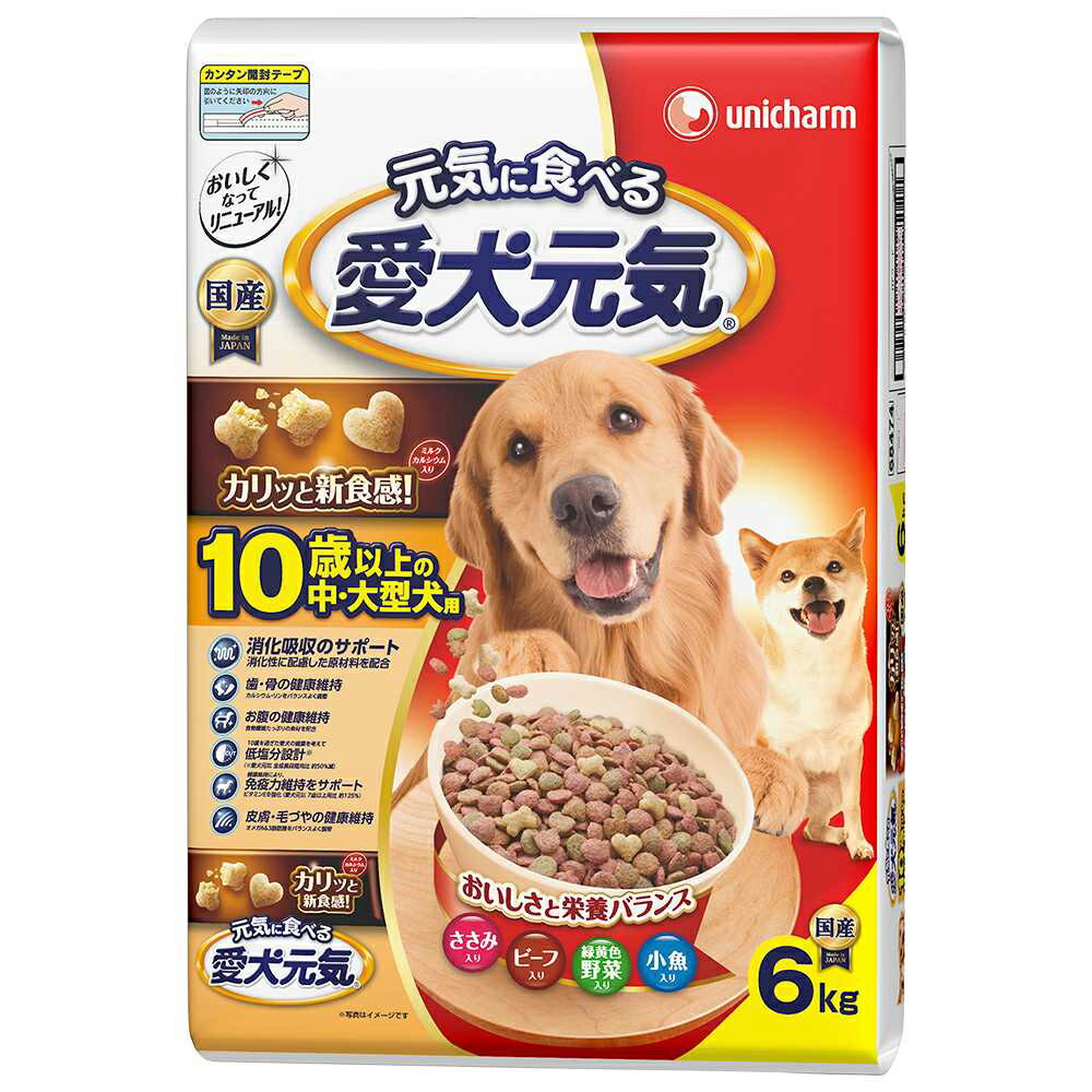 Aiken Genki - ドッグフード　愛犬元気　10歳以上の中・大型犬用　ささみ・ビーフ・緑黄色野菜・小魚入り　6．0kg　お一人様4点限り　関東当日便
