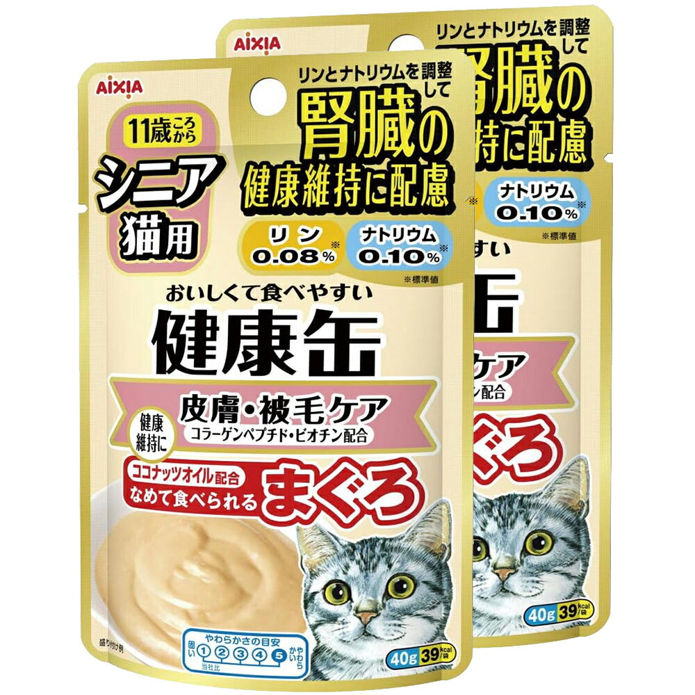 アイシア　健康缶パウチ　皮膚・被毛ケア　40g×2袋　キャッ