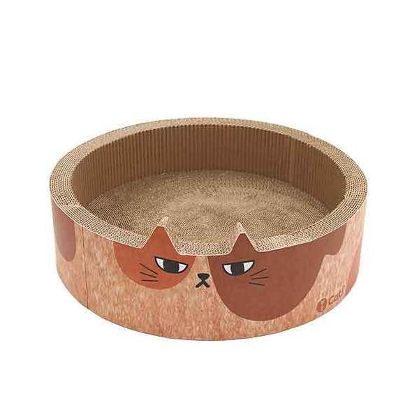 猫用　爪とぎ　iCat　猫のくつろぎつめとぎ　ふて猫　ブラウン　関東当日便のサムネイル