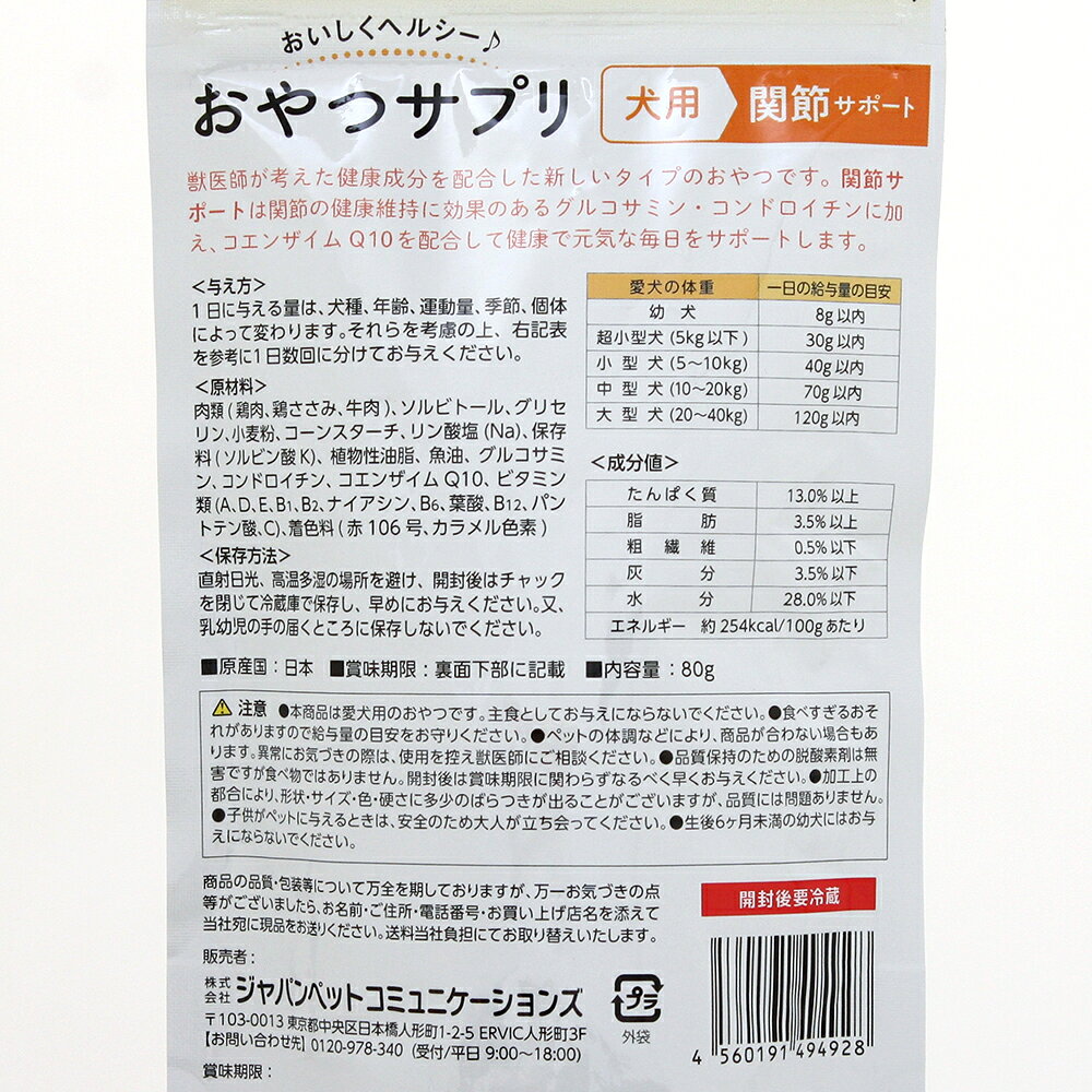 おやつサプリ　犬用　関節サポート　80g　関東当日便 chanet-10870540 charm 楽天市場店 サンプル画像2