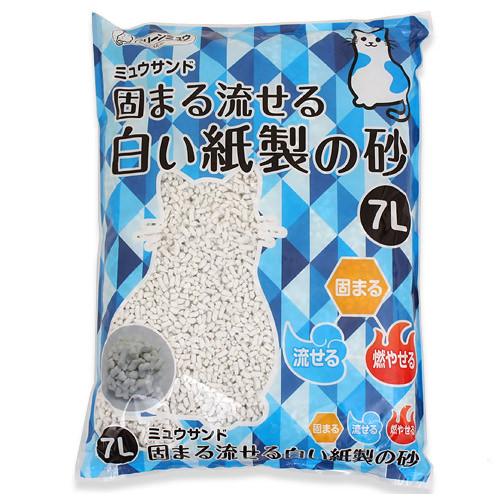 お一人様12点限り　クリーンミュウ　ミュウサンド　固まる流せる　紙製の白い砂　7L　関東当日便