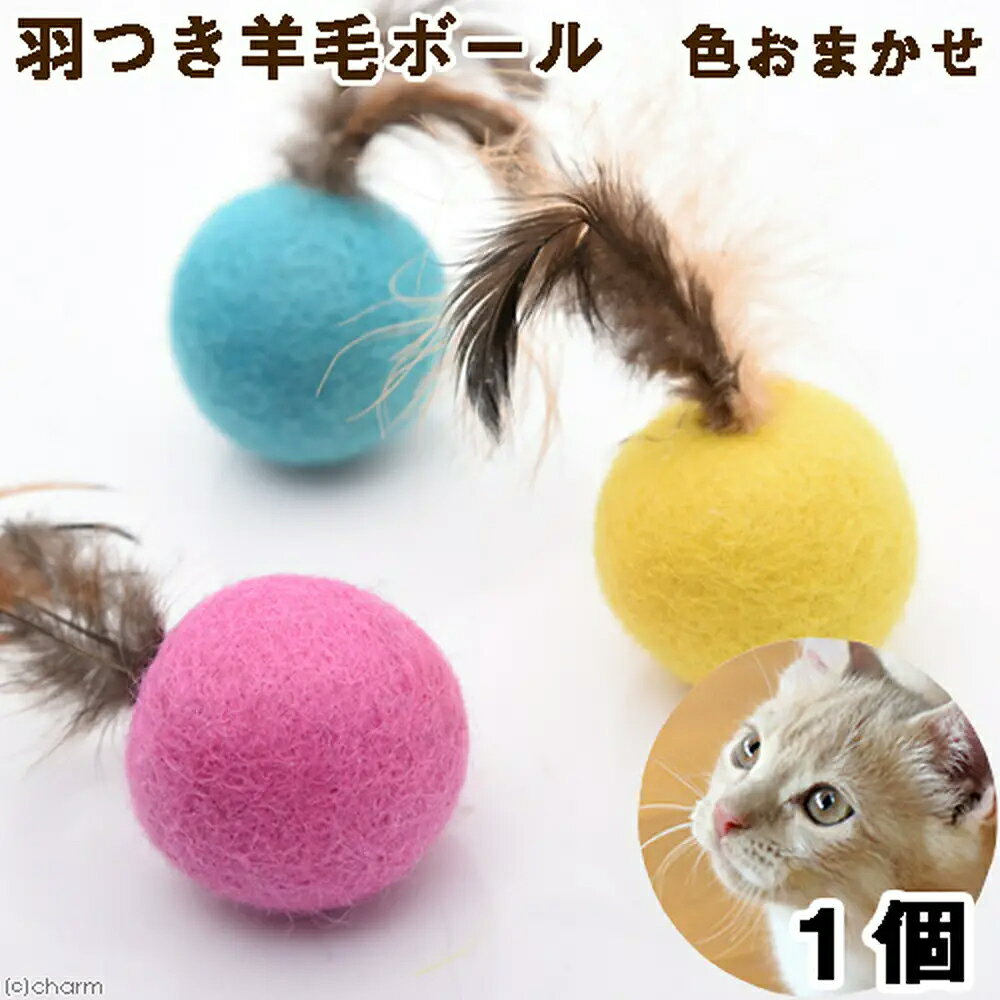 猫じゃらし　キャティーマン　じゃれ猫　NekoToyBox　羽つき羊毛ボール　色おまかせ　関東当日便 chanet-10443673 charm 楽天市場店 サンプル画像2