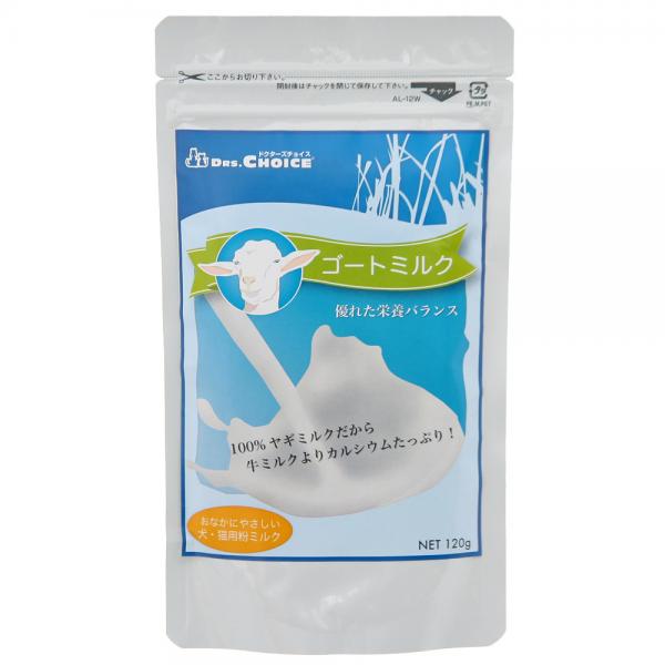 メーカー：ドクターズチョイス※離乳前の幼犬・幼猫には与えないでください。優れた栄養バランスのヤギミルク！ドクターズチョイス　ゴートミルク　120g対象犬・猫機能栄養補完食ライフステージオールステージ特長●100％のヤギミルクから作られたカルシウム豊富な、おなかにも優しい粉ミルクです。 ●栄養バランスを整え、子犬〜産前産後のペットにまで安心してお使いいただけます。内容量120g原材料100％ヤギミルク保証成分粗タンパク質：28．0％以上、粗脂肪：33．0％以上、粗灰分：8．8％以下、水分：4．0％以下カロリー473kcal／100g生産国オーストラリア給与方法ヤギミルクを添付スプーン1杯に対して、温湯（約50℃）30mlの割合で溶かします。 【子犬】 1日量の目安は下記のとおりですが、生体に合わせて適量を調節して下さい。与える時のミルクの温度は、35〜40℃に温めて与えてください。 【成犬】 粉末のままフードに振りかけて与えます。幼犬と同じように通常のミルクとしても与える事ができます。 【産前産後】 体重約2kgに対して、ヤギミルクを添付スプーン1杯の割合でフードに振りかけて与えてください。産前産後の母体には最適ですが、与えすぎにご注意ください。ご注意※離乳前の幼犬・幼猫には与えないでください。 ※本品は犬・猫のみに与えて下さい。お問い合わせについて商品の不明点につきましては、下記にお問い合わせください。ドクターズチョイスTEL：06−6608−2300デオトイレ　シート　複数ねこ用　消臭・抗菌シート　お徳用8枚入りボール売り　いなば　CIAO　チャオ　焼かつお　高齢猫用　1本　1ボール6袋森乳　ワンラック　哺乳器　シリコン・ノーマル乳首（丸穴）　乳首（スペア付き）120ml　犬　猫用　哺乳瓶国産　極上乾燥いわし　500g（100g×5袋入り）　真空パック　小さめサイズ　無添加　無着色　犬猫用おやつキャティーマン　ねこちゃんの国産牛乳　1歳までの成長期用　200ml×2個　キャットフード　ミルク　国産キャットフード　ブリスミックス　猫用　チキン　500g包まれにゃんモック　ターコイズ　ハンモックママクック　フリーズドライのササミ　猫用　150gキャットフード　LUNA　かつお節＆チキン味とチーズ味ビッツ添え　720gデオトイレ　砂　取りかえ専用　飛び散らない緑茶・消臭サンド　4L　お一人様8点限り森乳　ワンラック　哺乳器　細口乳首（スペア付き）120ml　犬　猫用　哺乳瓶 … ドクターズチョイス　ゴートミルク　120g　ミルク　ヤギミルク　オフィスピースワン　4514610005035　20170928　YMYM　KEIRYOU　犬　猫　犬用ミルク　猫用ミルク　粉ミルク　ゴ−トミルク　カルシウム　栄養　バランス　やさしい　1オ−ストラリア　犬猫用粉ミルク　犬猫用ミルク　opa2_choku　2205qucat　2205qudog■この商品をお買い上げのお客様は、下記商品もお買い上げです。※この商品には付属しません。■デオトイレ　シート　複数ねこ用　消臭・抗菌シート　お徳用8枚入りボール売り　いなば　CIAO　チャオ　焼かつお　高齢猫用　1本　1ボール6袋森乳　ワンラック　哺乳器　シリコン・ノーマル乳首（丸穴）　乳首（スペア付き）120ml　犬　猫用　哺乳瓶国産　極上乾燥いわし　500g（100g×5袋入り）　真空パック　小さめサイズ　無添加　無着色　犬猫用おやつキャティーマン　ねこちゃんの国産牛乳　1歳までの成長期用　200ml×2個　キャットフード　ミルク　国産キャットフード　ブリスミックス　猫用　チキン　500g包まれにゃんモック　ターコイズ　ハンモックママクック　フリーズドライのササミ　猫用　150gキャットフード　LUNA　かつお節＆チキン味とチーズ味ビッツ添え　720gデオトイレ　砂　取りかえ専用　飛び散らない緑茶・消臭サンド　4L　お一人様8点限り森乳　ワンラック　哺乳器　細口乳首（スペア付き）120ml　犬　猫用　哺乳瓶