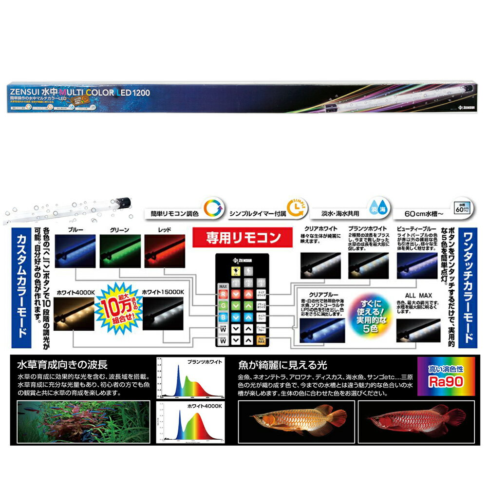 ZENSUI 水中マルチカラーLED 1200 リモコンタイマー付