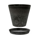 鉢 グリーンポット アートストーン ラウンド ブラック 37cm ソーサー付き 植木鉢 おしゃれ 関東当日便