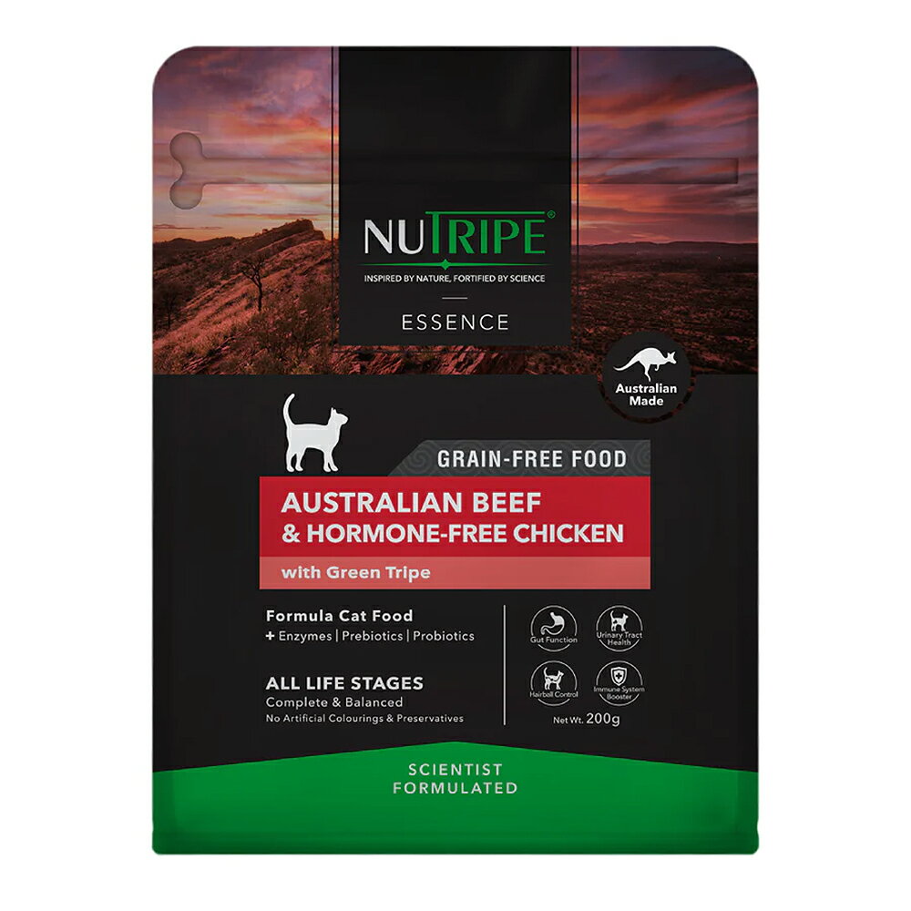 Natural - ニュートライプ　ドライ　キャット　ビーフ＆ホルモンフリーチキンWithグリーントライプ　200g　関東当日便