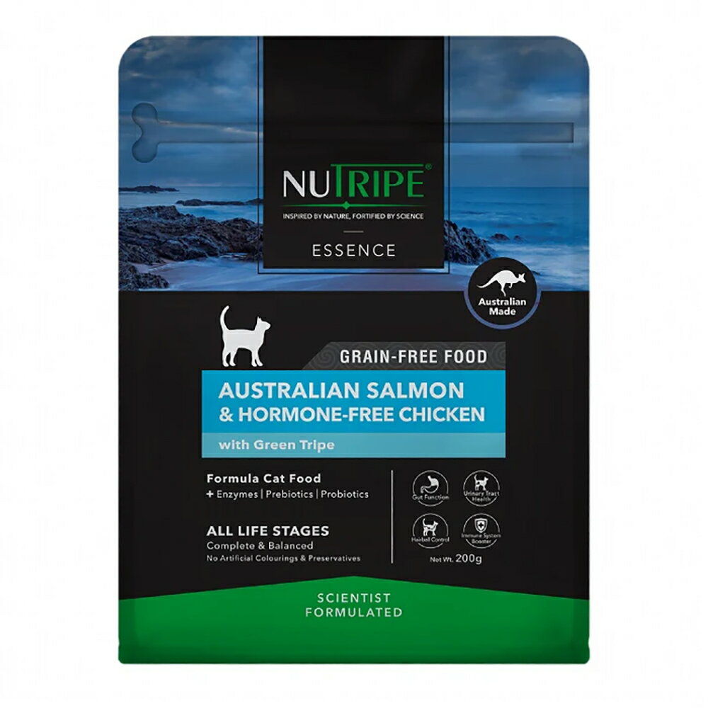 Natural - ニュートライプ　ドライ　キャット　サーモン＆ホルモンフリーチキンWithグリーントライプ　200g　関東当日便